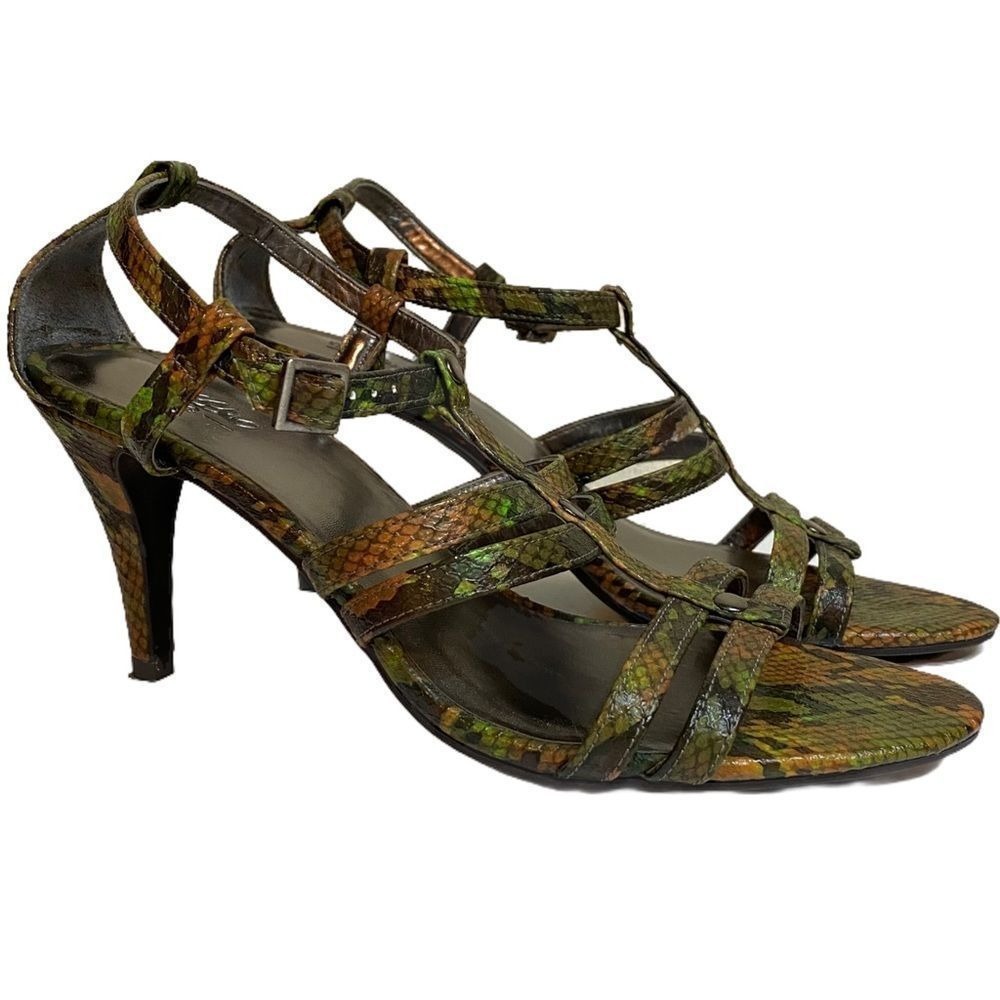 MOSSIMO Snakeskin Strappy Heels Sling Back Sandals 7.5